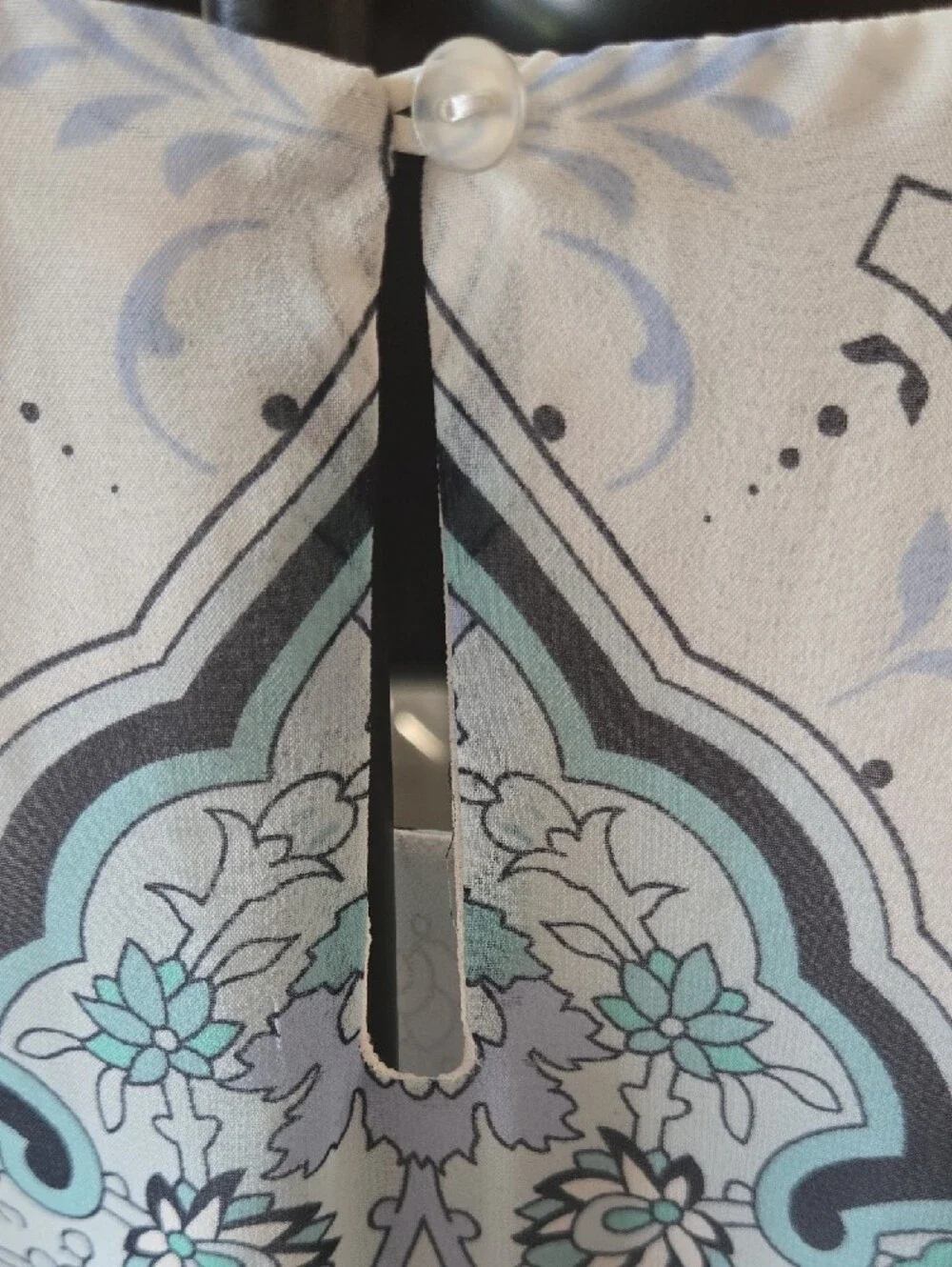 Max Studio White Label Blouse with Subtle Blue Print